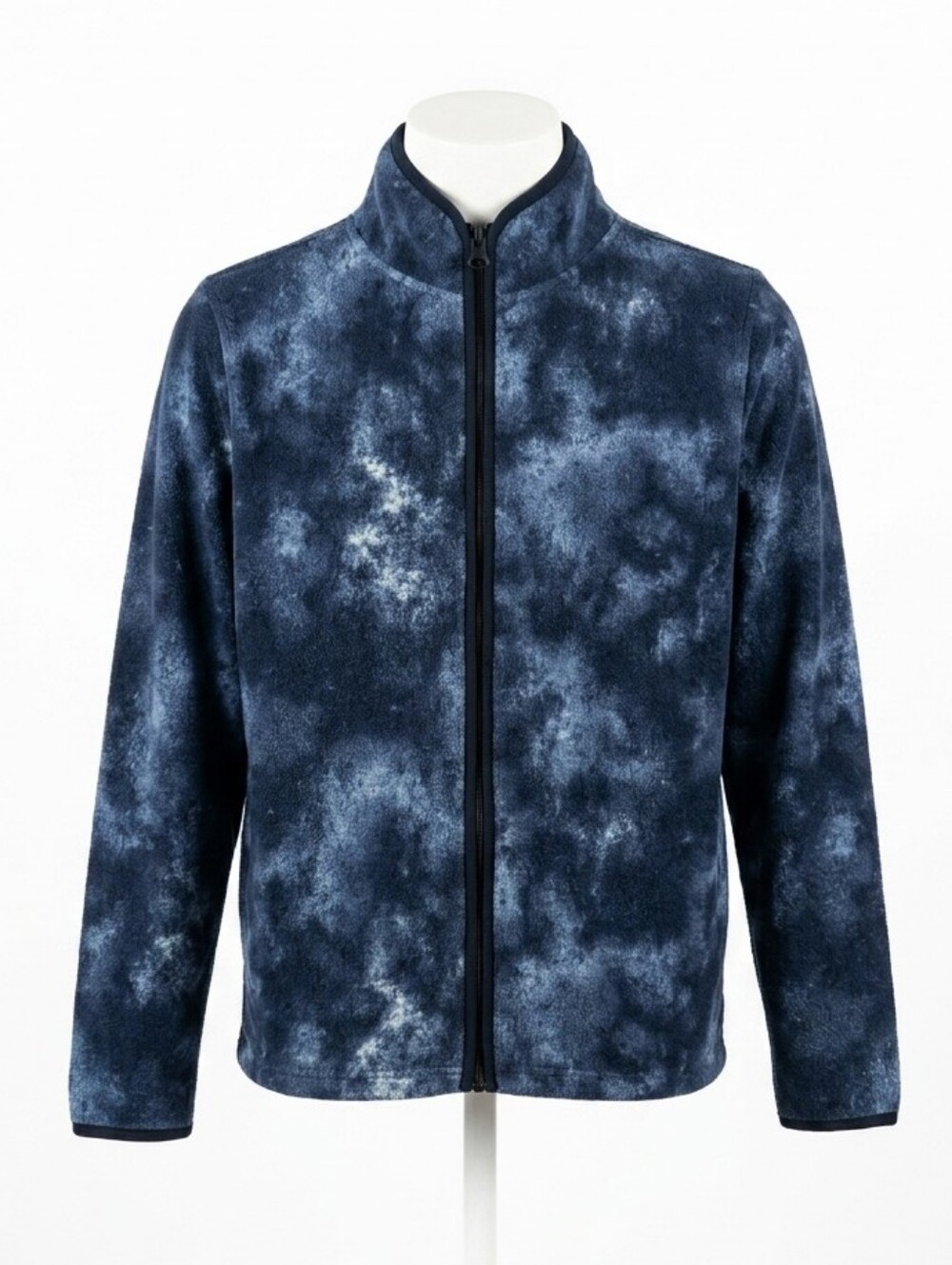 OshKosh Bgosh Tie Dye Fleece Jacket Boy Size 12 Blue Full Zip Mock Neck Sweater